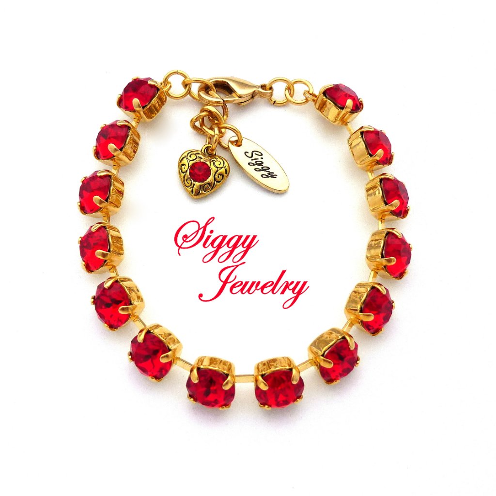 Swarovski Crystal Tennis Bracelet Red Light Siam
